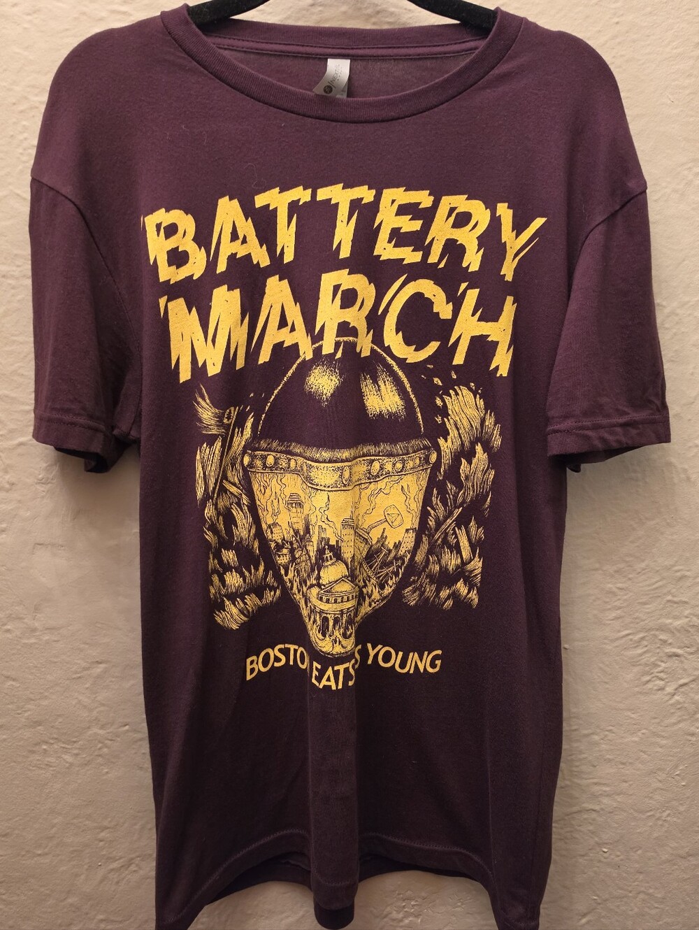 Battery March Boston Eats Its Young Graphic T-Shirt Burgundy Punk Indie S